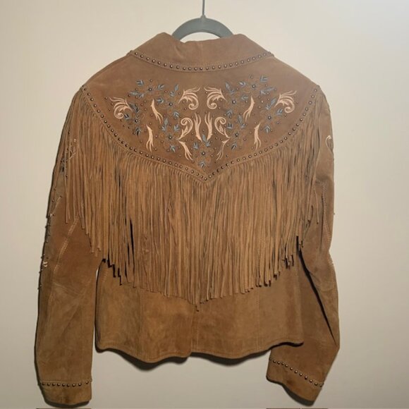 Cripple Creek Women's Genuine Leather Cowgirl Rodeo Studded Fringe Jacket Size L - Picture 9 of 11